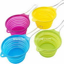 Foldable Plastic Silicone Colander with Handle